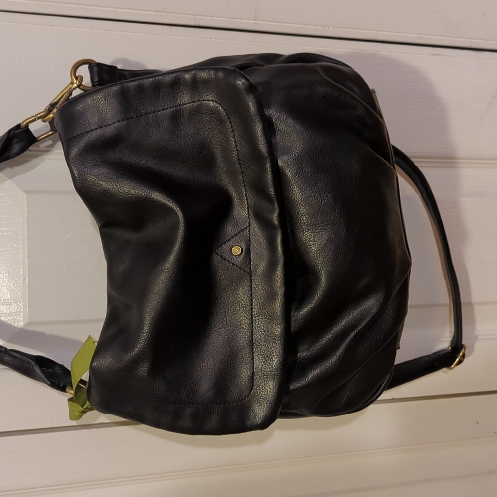 Slouchy black bag with shoulder and crossbody straps